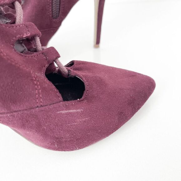 Zigi Soho Womens Lace Up Pointed Toe Stiletto Ankle High Heels Burgundy Size 8 - Picture 6 of 8